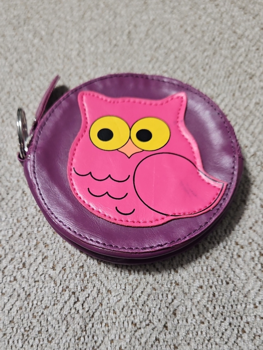 Kids Purple Coin Purse with Pink Owl